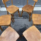 6 chairs bistro coffee wood curved vintage