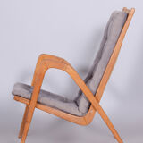Grey mid century oak armchair by Jan Vanek 1950s Czechia