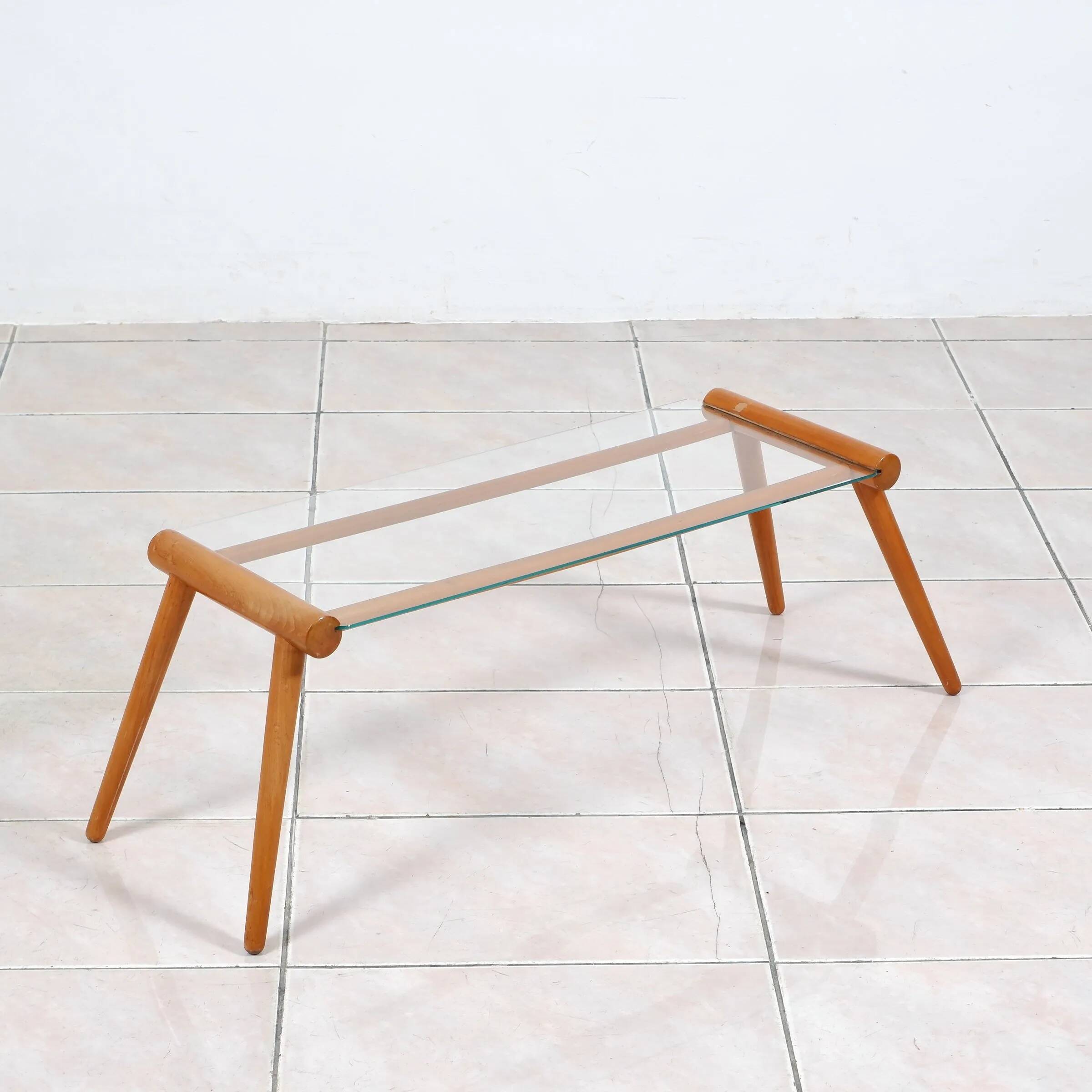 Side table by Max Kment in walnut / glass