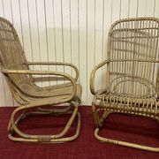 Pair of vintage rattan armchairs, Italy 1950