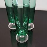 3 flutes Cavalier Luminarc emerald green vintage