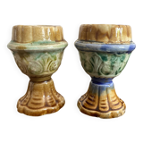 Antique egg cups in slip