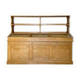 Wooden hardware cabinet painted with wood effect, circa 1940.