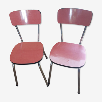 Paire de chaises en formica rouge vintage