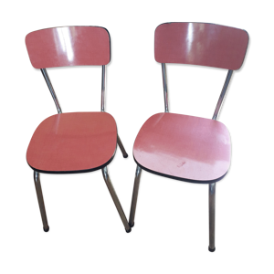 Paire de chaises en formica rouge