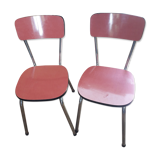 Pair of vintage chairs in red formica