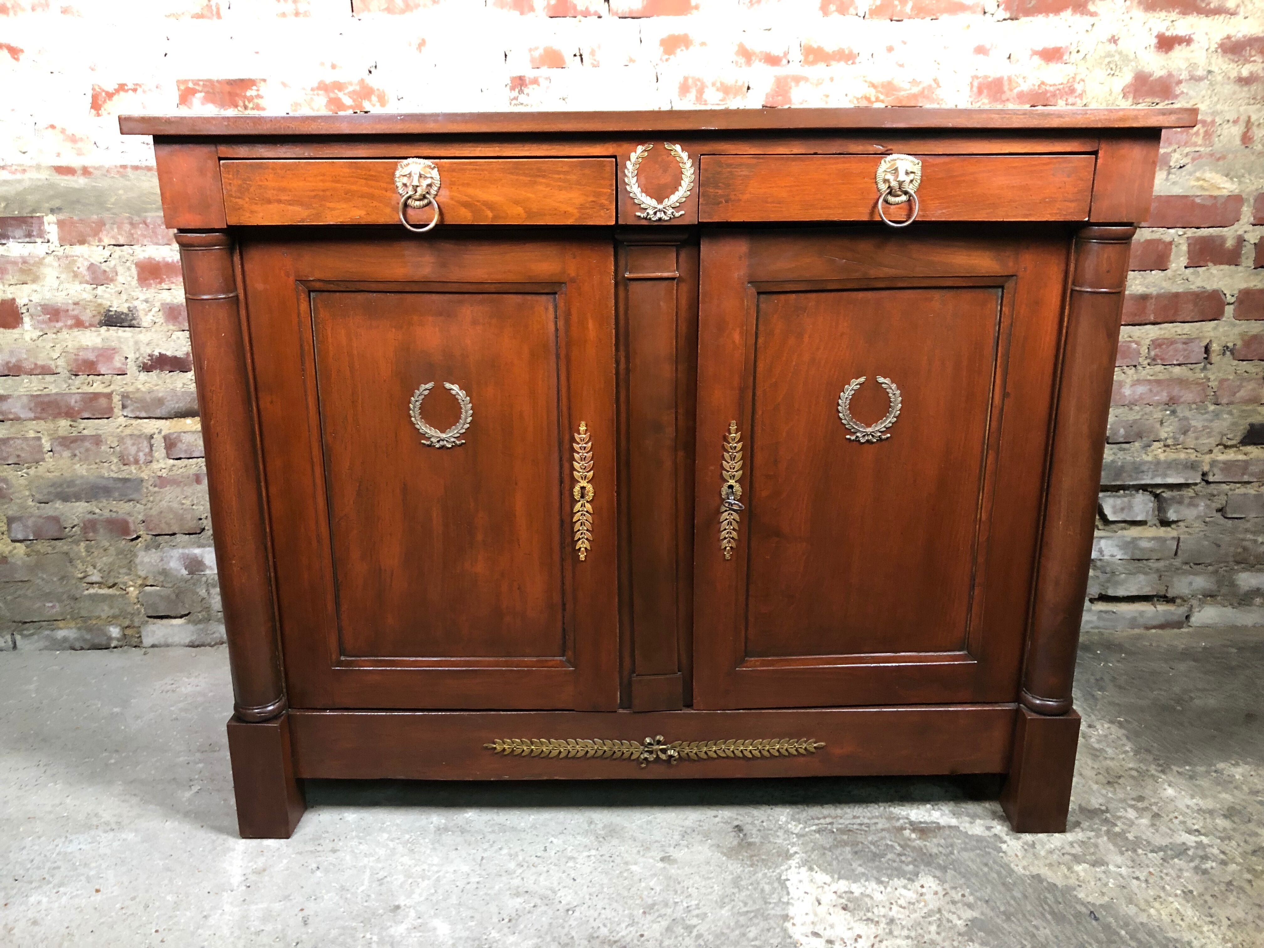 Empire style buffet in mahogany stained mahogany
