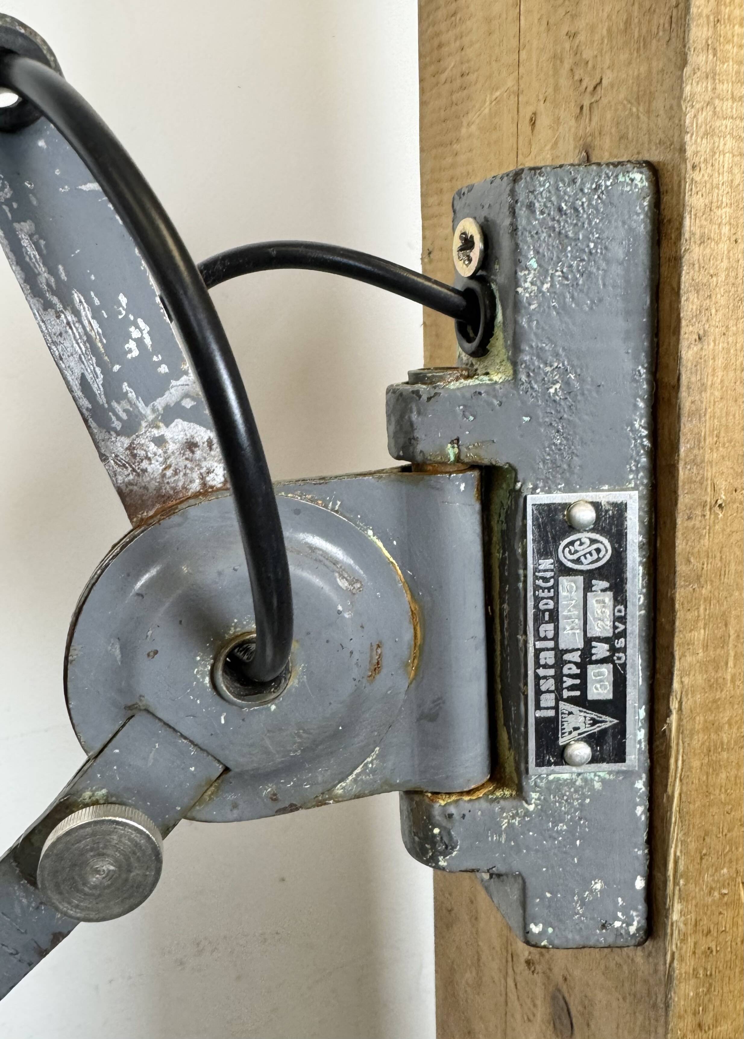 Grey Industrial Gooseneck Scissor Wall Lamp from Elektroinstala, 1960s