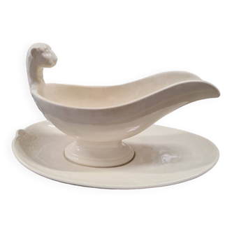 Sauciere en porcelaine, décor de tête de lion, Johnston