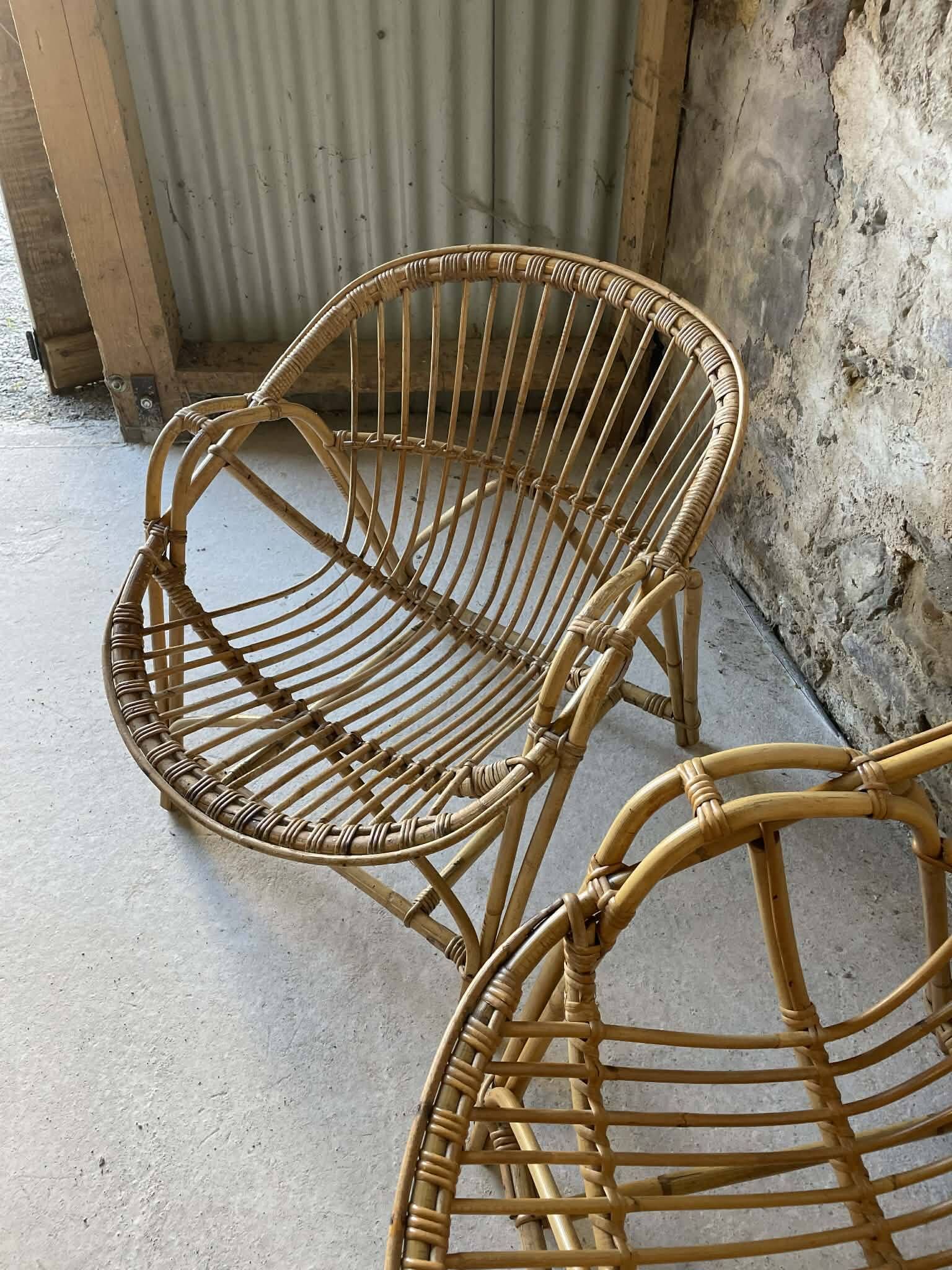 Vintage 1970s wicker armchair