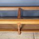 Authentic old coffee table in solid wood and rattan, beveled glass top