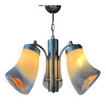 70s Mid Century Murano glass chandelier in Mazzega style.