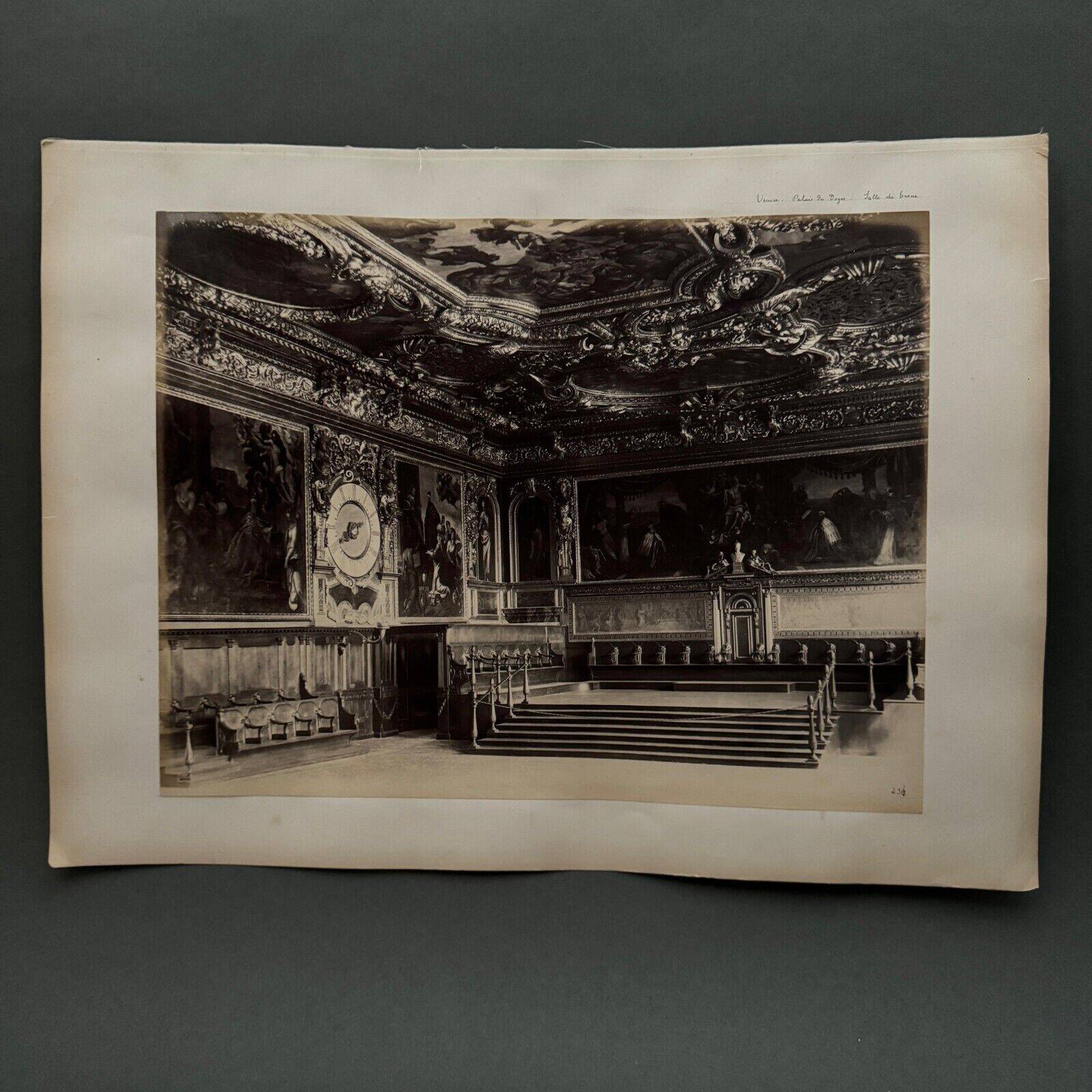 Albumen photo Venice Doge's Palace throne room 19th century