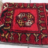 Tapis vintage fait main Ersari – 25 x 31 cm – Rouge éclatant - 1C969