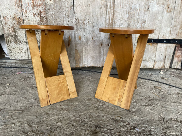 Paire de Tabouret Pliant SUZY Design Adrian Reed Style Roger Tallon Bo
