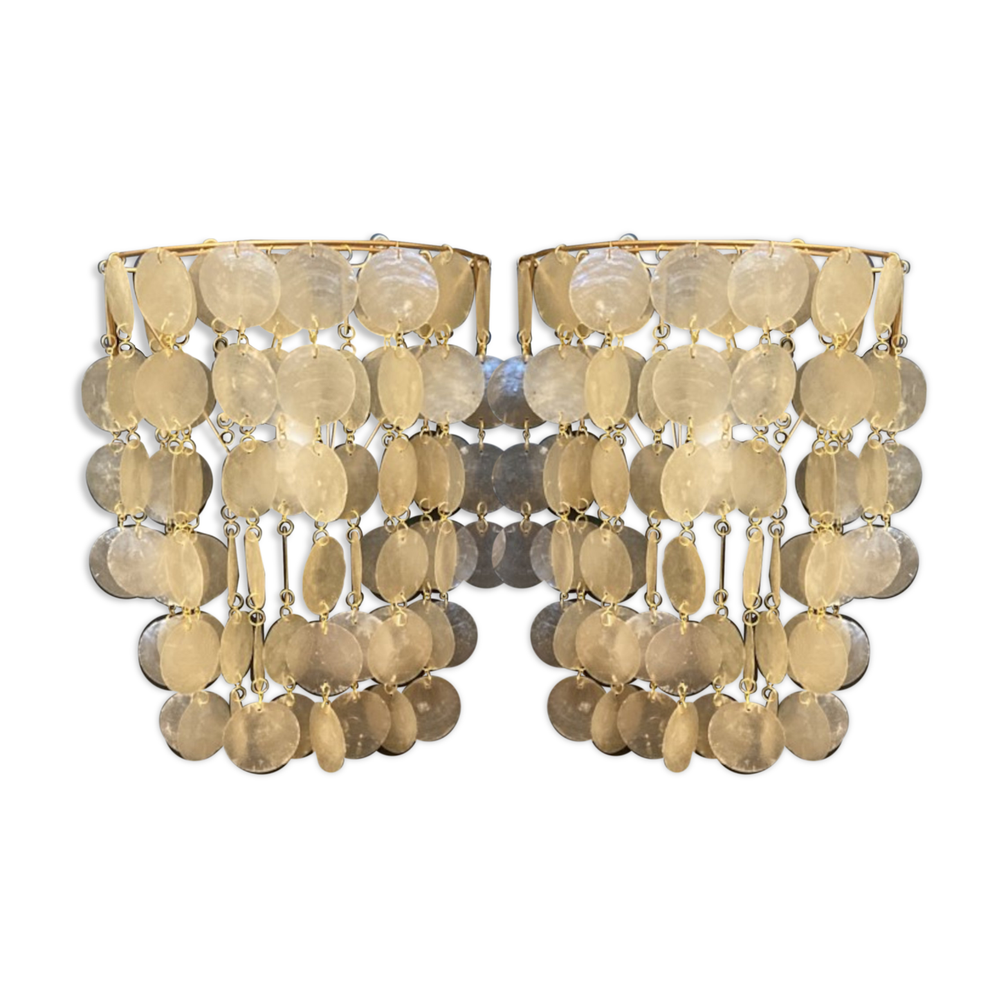 Beautiful pair of mother-of-pearl appliques, 1950, 1960, vintage 25x35cm