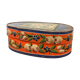 Antique blue orange painted german bride box 19th century folk art