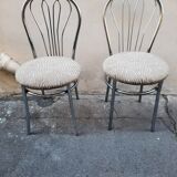 Pair of tubular metal bistro chairs