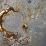 Floor lamp gilded bronze base lampshade fabrics
