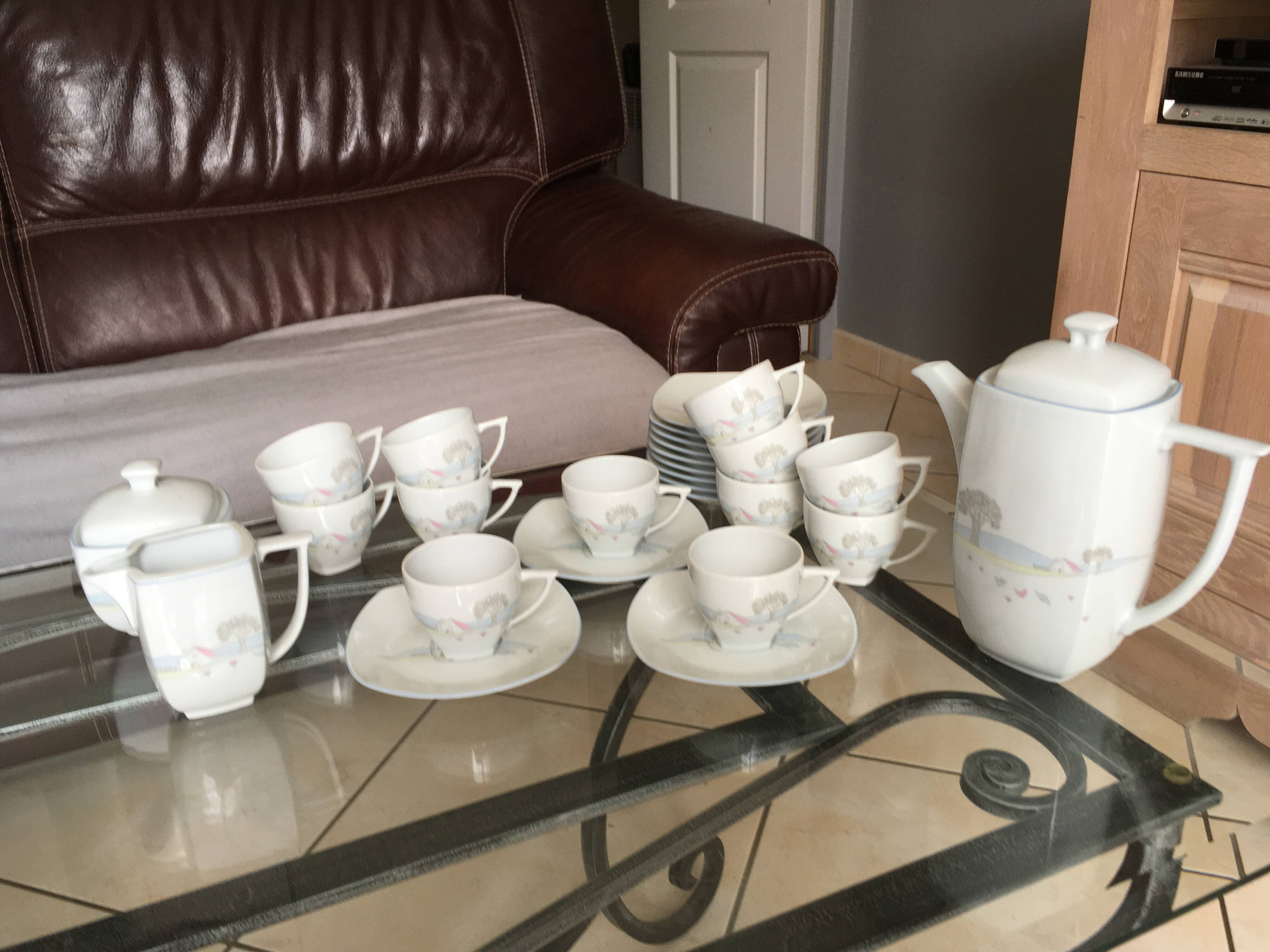 Limoges porcelain coffee service by Philippe Deshouilières