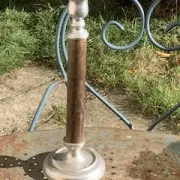 Metal and wood candlestick