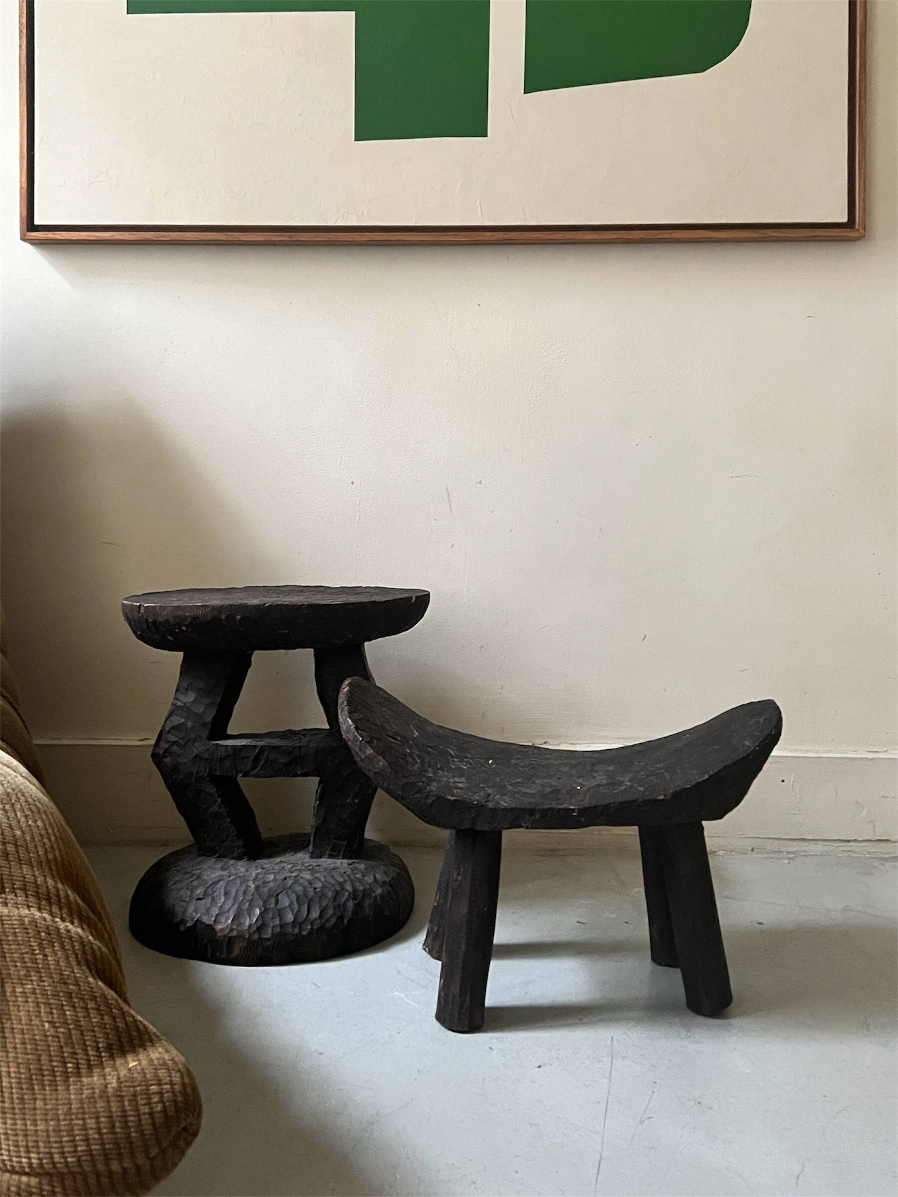 stool / African handcrafted side table in raw wood