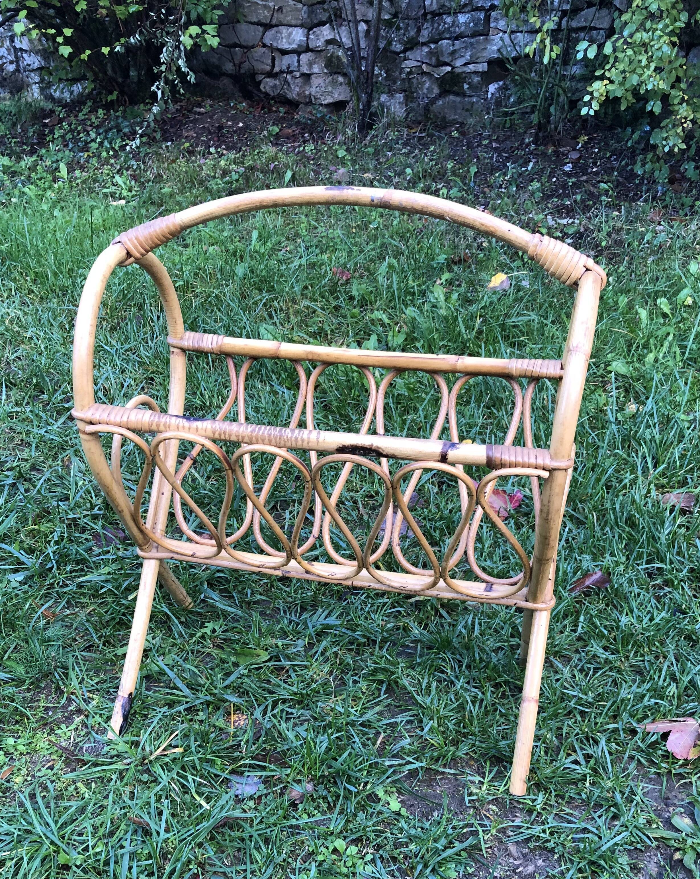 Rattan magazine holder