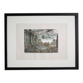 Giovanni Battista Piranesi (1720-1778) "View of the vast Trevi Fountain" Etching, 1750s, Italy