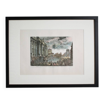 Giovanni Battista Piranesi (1720-1778) "View of the vast Trevi Fountain" Etching, 1750s, Italy