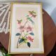 Japanese print on paper drawing of bird and flowers