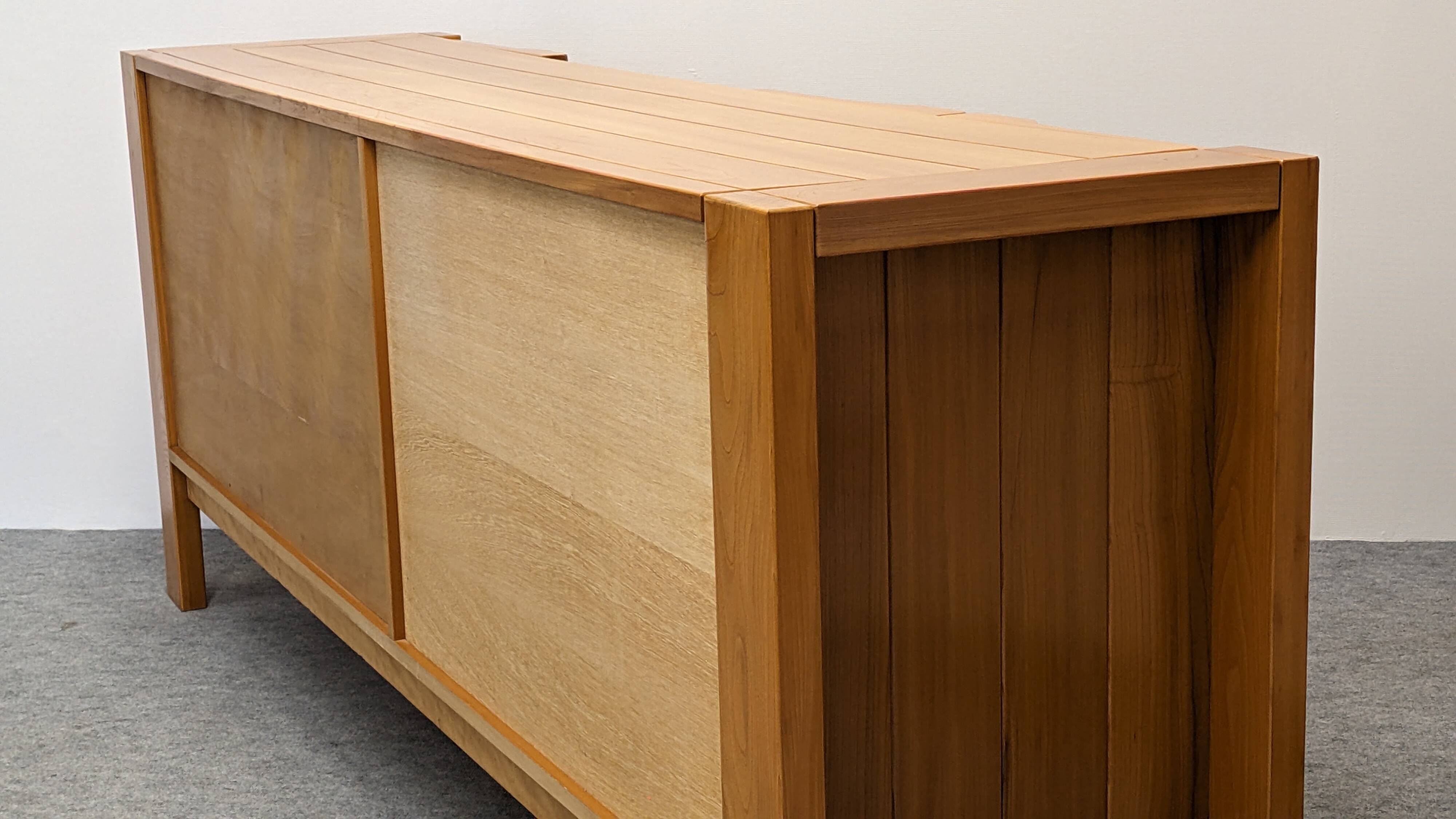 Solid elm sideboard, Maison Regain, France, circa 1970