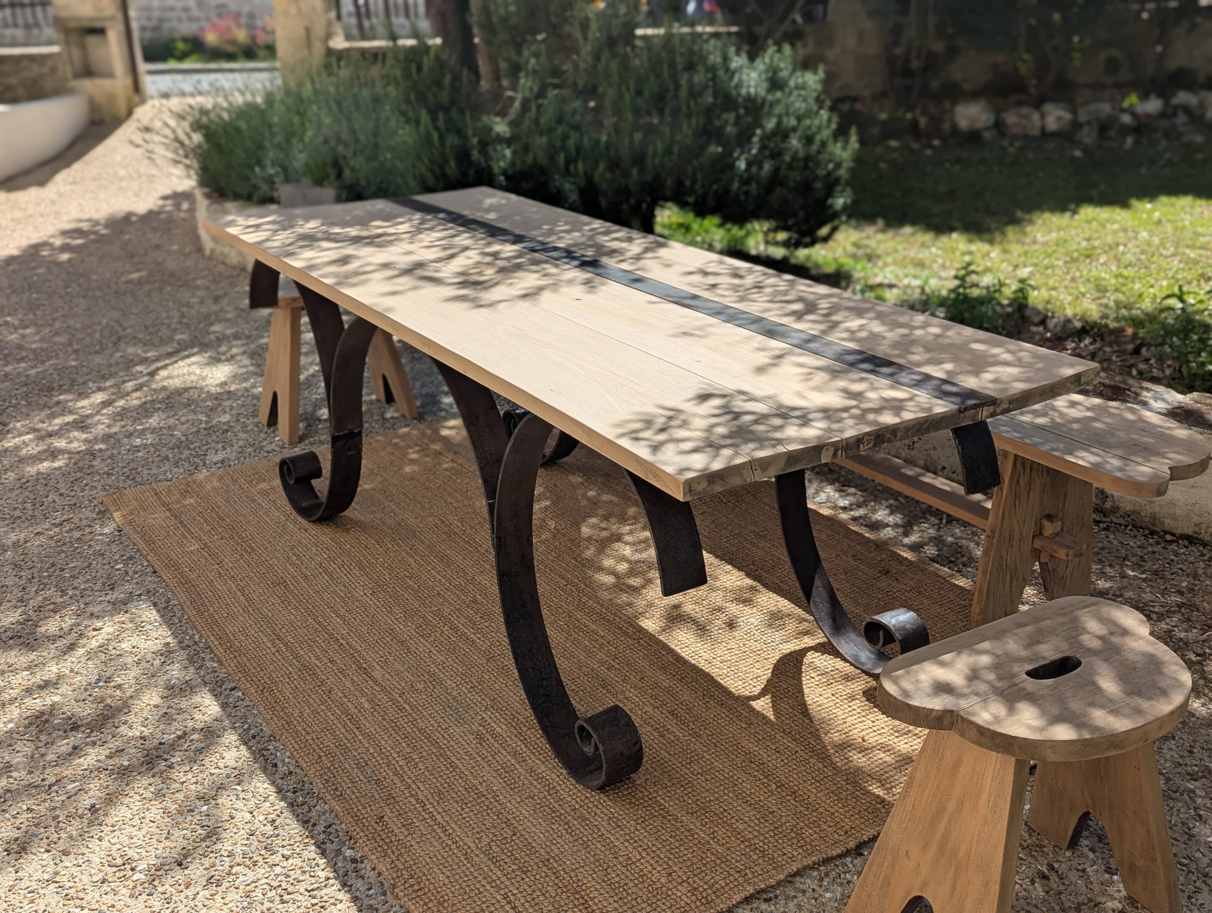 Table set, stools and benches