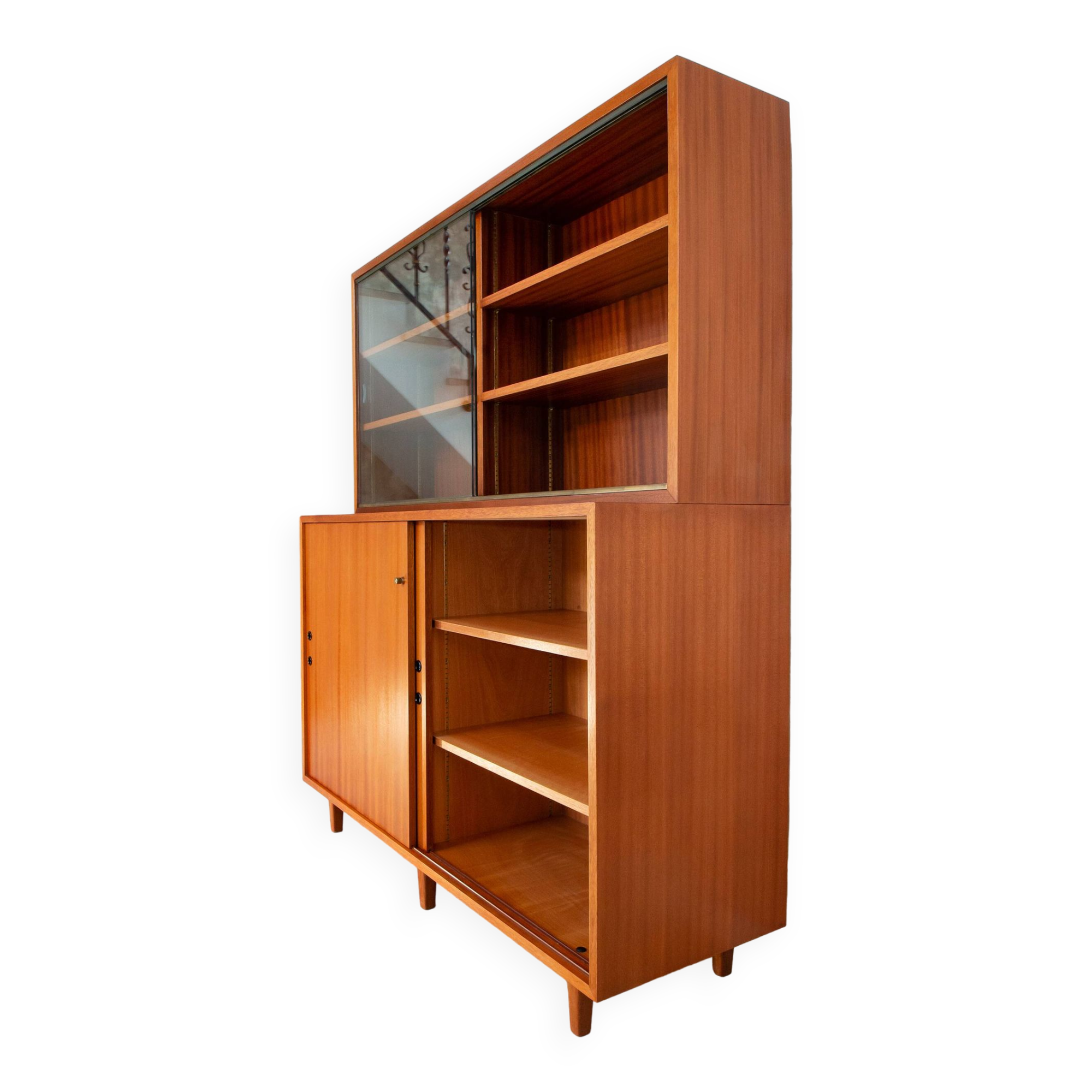 Burwood bookcase, mahogany and display case, 1976