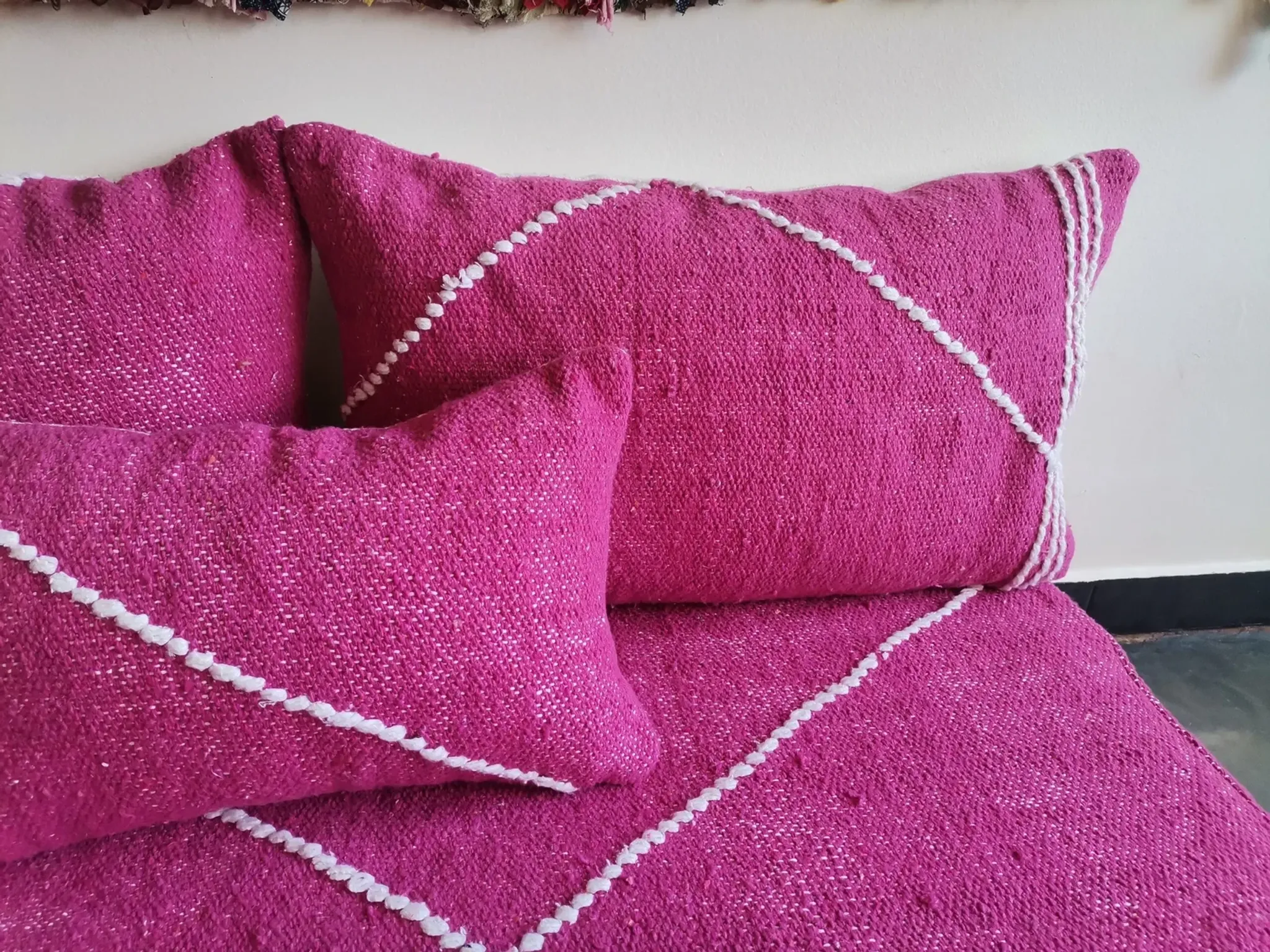 Pink Moroccan sofa cover for the floor