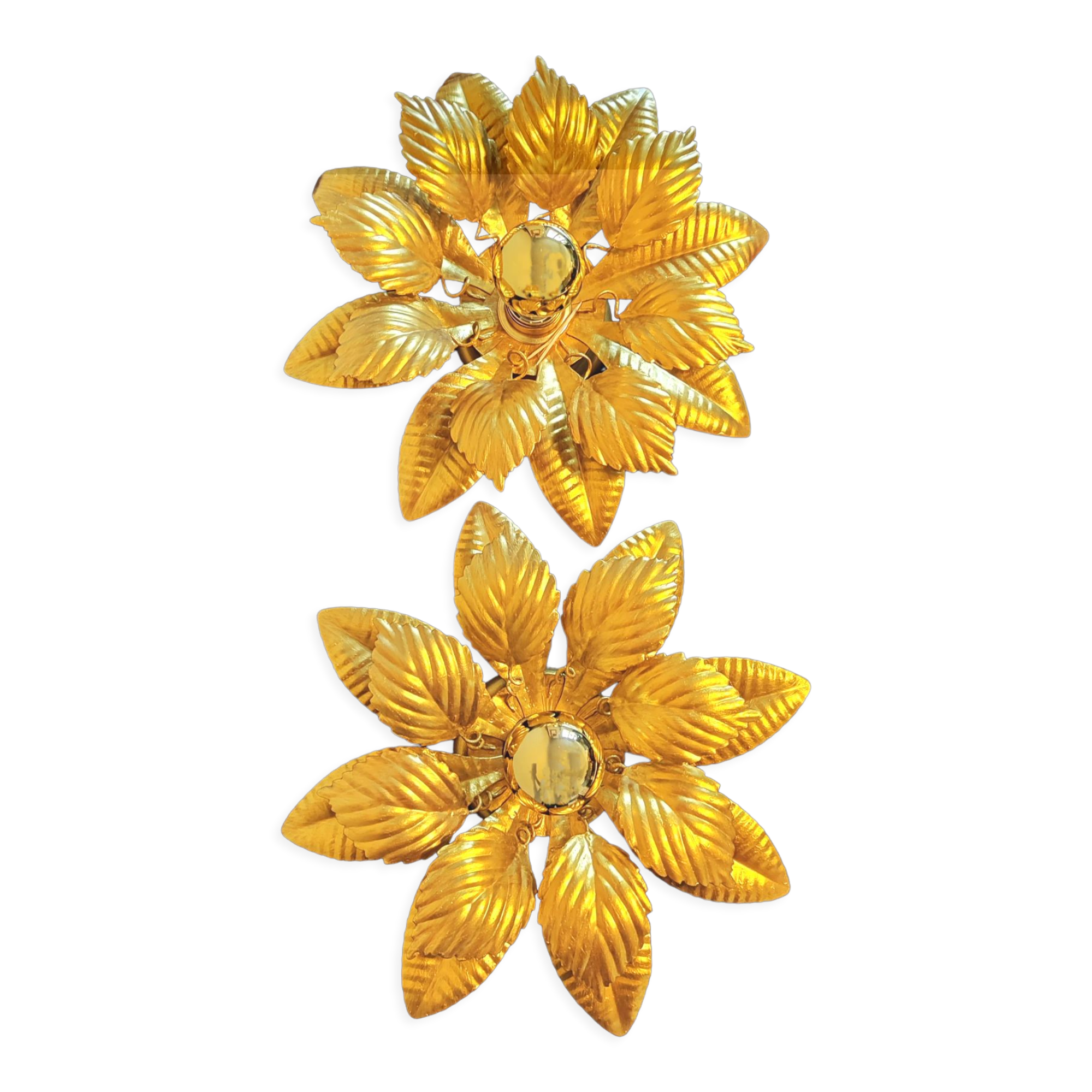 Wall lamps gilded metal sheets