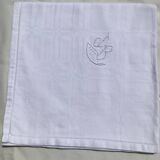 Square tablecloth embroidered JB cotton damask squares