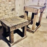 Set of 2 rustic coffee tables from the 1930s