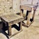 Lot de 2 tables basses rustic années 30