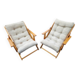 Gillis Lundgren (1929-2016) - Pair of folding armchairs with 3 variable positions - Kontiki model