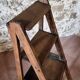 Chaise échelle de bibliothèque en chêne français antique – Tabouret escamotable