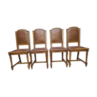4 Louis XVI leather chairs