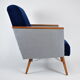 Vintage armchair 60s, DDR, renovation, velvet, houndstooth, blue