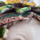 Vintage Italian ceramic wall mask, handmade, decorated with floral details