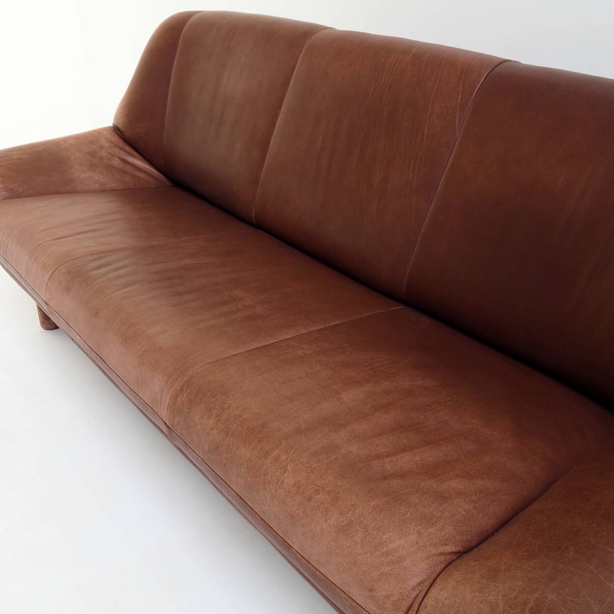 3-Seater Sofa with Great Patina in Brown Leather Upholstery