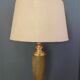 Leather and gold metal lamp from Le Dauphin 1970