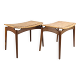 Papercord Stool In Teak By Sigfred Omann Made By Ølholm Møbelfabrik From 1960s