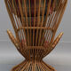 Armchair With bamboo stool covered with a cushion in suede fabrics from 1960s