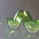 Set of 3 green glass cups from Vereco in very good condition.