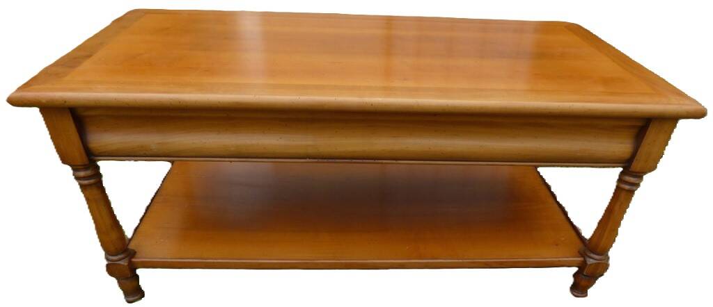 M20240401/Coffee table with two trays and 2 drawers in solid cherry wood - Very good condition