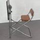 Vintage folding school desk with faux leather seat